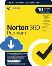 Norton 360 Premium Antivirus 2025 VPN  10 Device 1 Year  5 Minute EMAIL Delivery