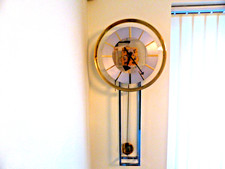 howard miller george nelson mid century chiming wall clock  Brass chrome 1970s