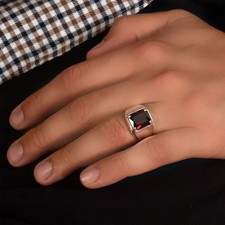 Mens Plain 14k White Gold Finish Natural Ruby Red GemStone Ring