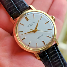 Favre Leuba Geneve Electric Landeron 4750 Mens Gold Plated Watch, Working, 1960s