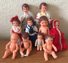 Vintage 10 Rubber Doll Dolls House Figures Inc Ari German Bundle Lot Creepy