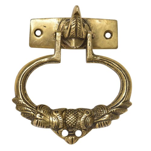 Golden brass elephant head - golden,