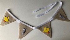 Retro Vintage Easter Spring Bunting Natural Calico Fabric Chics Bunny’s Motifs