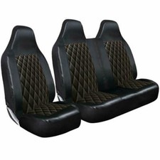 FORD TRANSIT MK6 MK7 MK8 VAN SEAT COVERS QUILTED DIAMOND LEATHER 2-1