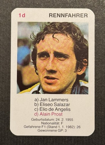 Alain prost rookie - card,