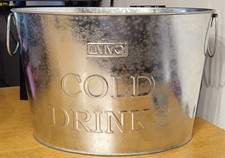 Livivo Galvanised Steel 24L Drinks Ice Cool Bucket with Handles For Gatherings
