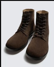 Zara Men LEATHER LACE-UP BOOTS