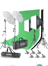 NEEWER 2.6m x 3m Background Support Kit and 800W Umbrellas Softbox Lighting Kit