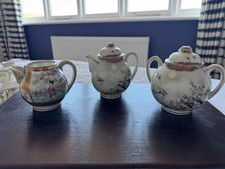 Vintage Japanese Kutani Eggshell Porcelain 3 Piece tea set