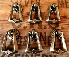 Vintage Set 6 x Antique Brass Style Drawer Pulls Drop Handles Knobs H3