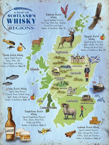 Scotland whisky regions - whisky, map