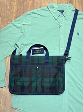 Polo Ralph Lauren Big Pony Tote Bag/Crossbody Bag/Briefcase Bag-Navy Green Plaid