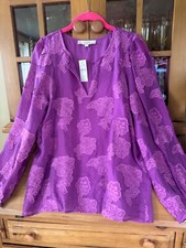 Ladies Loft Purple Long Sleeve Embroidered Top Size M