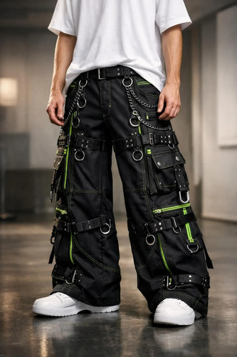 Men gothic green skull - men, chain