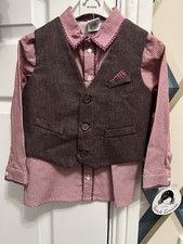 Sarah Louise 3 piece boys outfit shirt waistcoat Pants  Purple 3 Years Old New