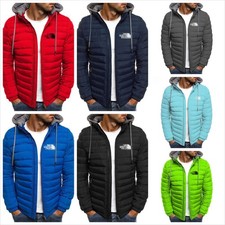 Men's Hooded Jacket Insulated Winter Coat Quilted Bomber Jacket Windproof Casual
