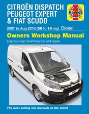 Citroen Dispatch, Peugeot Expert & Fiat Scudo Diesel 56 to 16 (2007-Aug 2016)