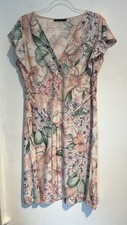 M&S Collection Blush Pink Floral Faux Wrap Dress Size 14 Pastel Cottagecore