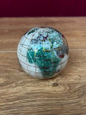 Vintage Gemstone Semi-Precious Stones World Globe Paperweight 7cm 