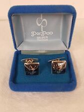 Vintage 925 Sterling Silver Niello Goddess Cufflinks Thailand Boxed