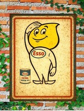 Metal Sign Esso Oil Man Flame