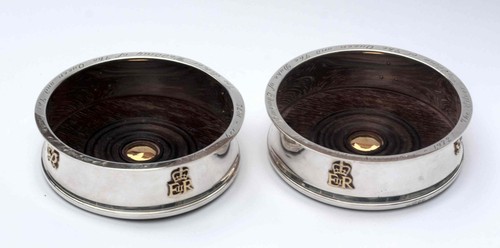 Pair silver wine bottle - a, of