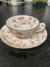 Sarreguemines Teacup & Saucer Pink Flowers Pattern French Antique