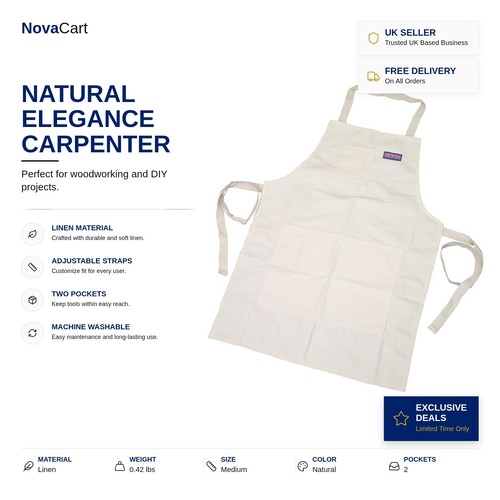 Linen work apron natural - linen,