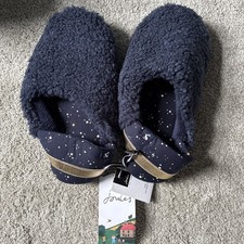 Joules Comfy Star Sky Slippers Slip On Navy Gold Women Size Medium (UK 5/6)