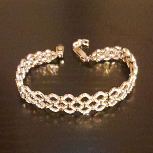 Silver tone rhinestone curb - silver,