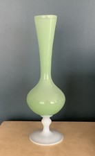 Vintage green Opaline Satin Glass Vase Italian ? Empoli Cristalleria la Toscana