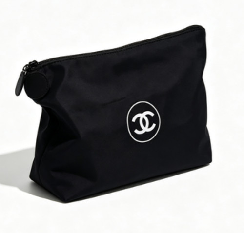 Black quilted cosmetic pouch - black,