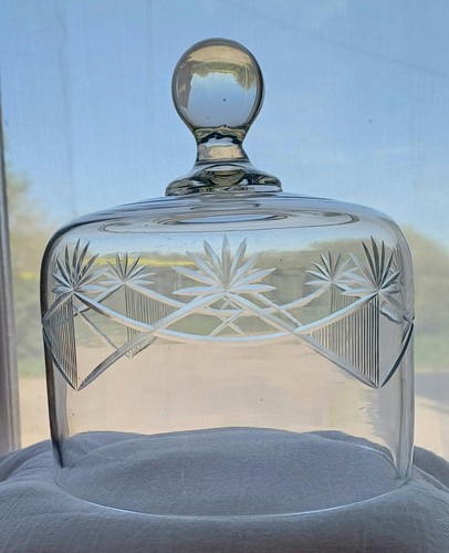 Small etched glass food - etched, dome