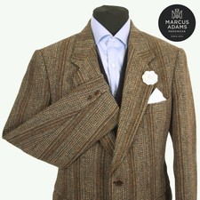 Harris Tweed Jacket Blazer Size 40R Striped Country Weave Hacking Sports Mens