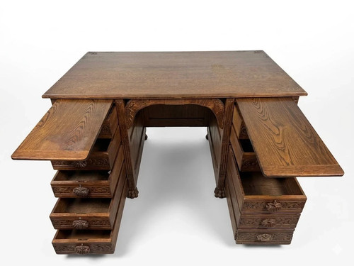 Antique tiger oak executive - antique,
