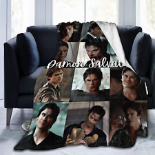 Vampire Diaries TV Show Blankets Team Damon Salvatore Collage Throw Bla