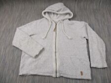 Fat Face Hoody Womens UK 10 Beige Full Zip Heavy Cotton Warm Pockets