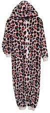 NEXT Kids 8 YEARS hooded LEOPARD PRINT ALL-IN-ONE PYJAMAS lounge wear PINK vgc
