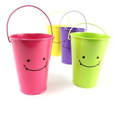 Tall Smiley Face 10x13x16.5cm Bucket with Long Handle.  Mini Sweet Tree Pails