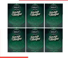 BRUT Soap On A Rope Mens Original Authentic Fragrance Exfoliating Bar - 6x 150g
