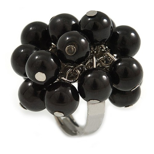 Black faux pearl bead - pearl,