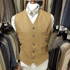 Vintage Mens M 40R Tweed Check Tattersall Waistcoat Wool Waist Jacket  V