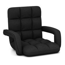 Indoor Chaise Lounge Recliner Adjustable Floor Chair Lazy Sofa Chair-Black