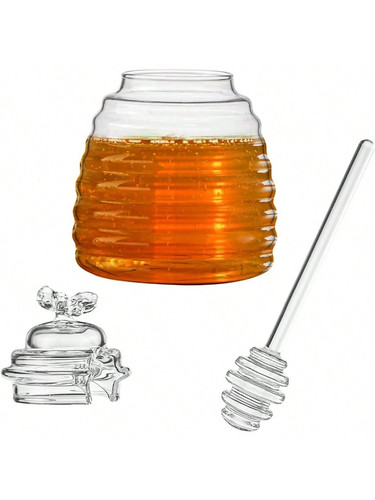 Glass honey jar with - jar,