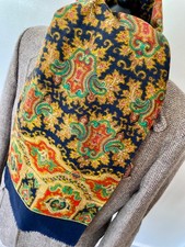 VINTAGE mens 70's MULTI COLOUR ORNATE WOOL PSYCHEDELIC DOUBLE PLY LONG SCARF