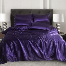 6 Piece Satin Bedding Set – 1 Duvet Cover, 1 Fitted Sheet & 4 Pillowcases