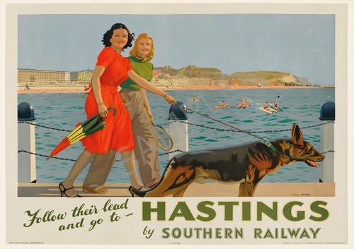Hastings poster alsatian dog - hastings,