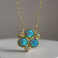 Stella Picciotto Designer 925 Sterling Silver Necklace Chain Opal Pendant