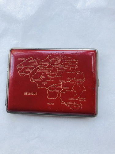 Vtg red leather silver tone - vtg,