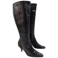 Ted Baker Womens Black Leather Knee High Heel Boots Size UK 5 EU 38 US 7
